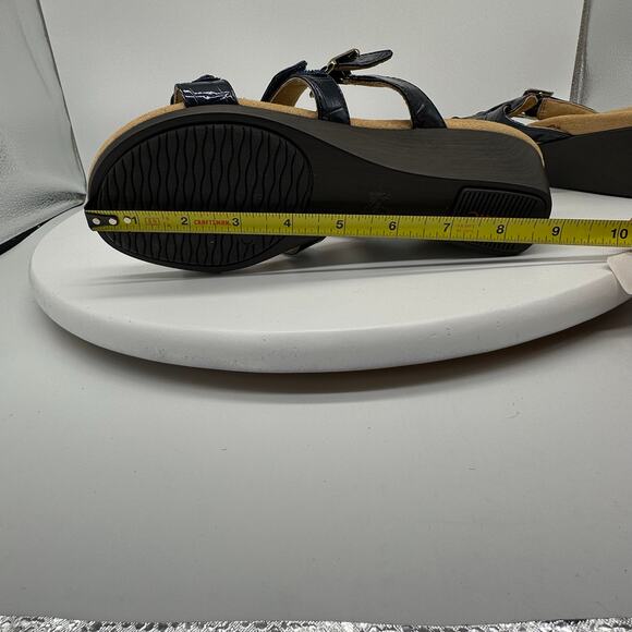 Vionic Radia Slip On Wedge Patent Croc Leather Blue Sandal Womens Size 9 - Picture 14 of 14